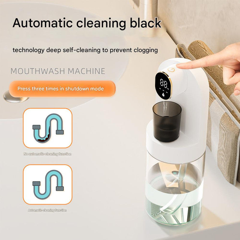 Smart Automatic Mouthwash Dispenser - 4 Adjustable Levels, LED Display, 2000mAh Battery & Magnetic Cups(black) 6