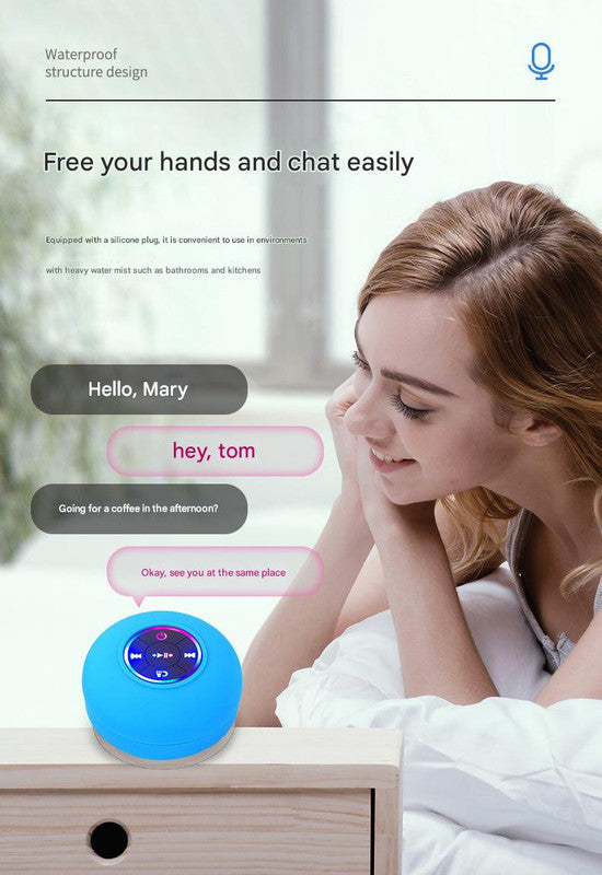 IPX4 Waterproof Bluetooth Shower Speaker with Suction Cup & LED Lights - Hands-Free Calling(white) 4