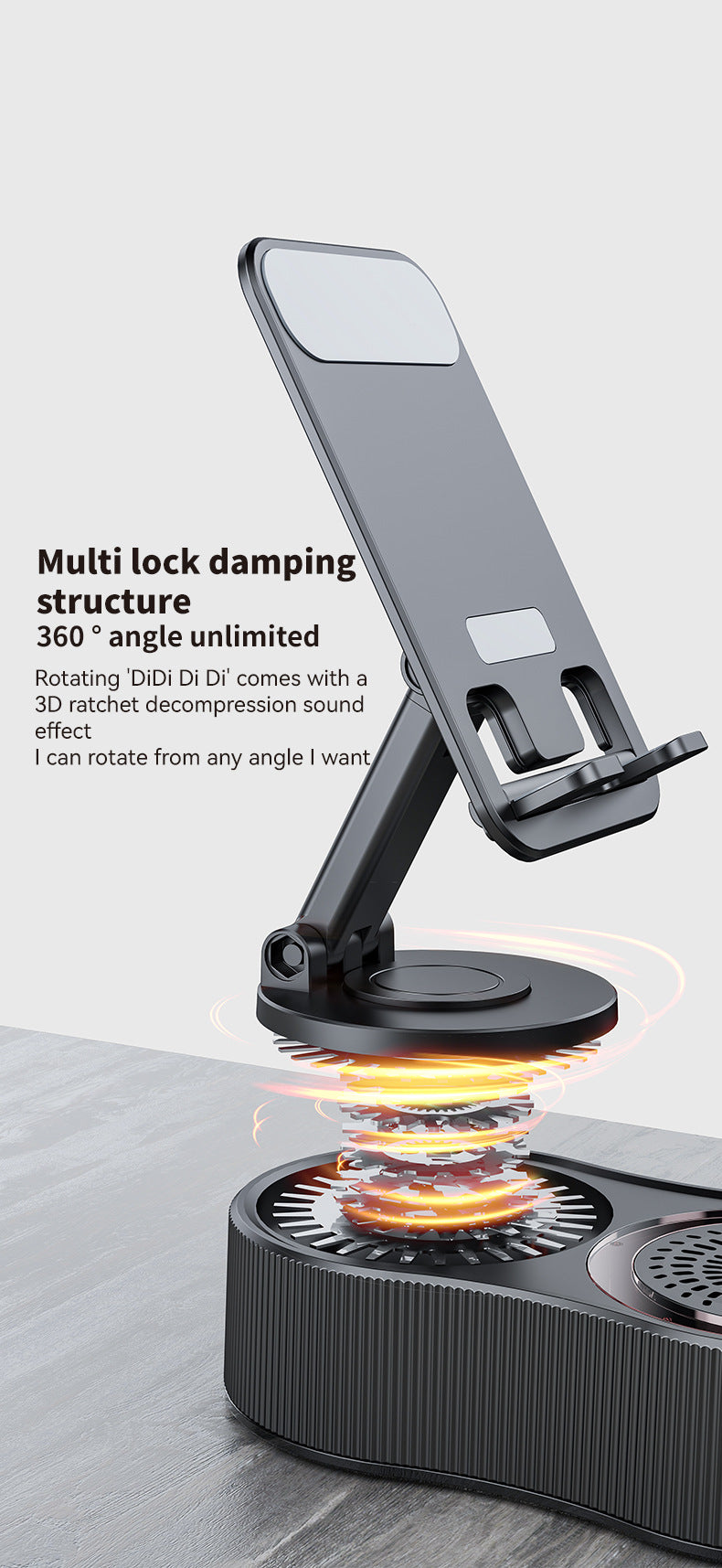 Foldable Bluetooth Speaker with 360 Rotating Phone/Tablet Stand & RGB Lights - HIFI Surround Sound(White) 7