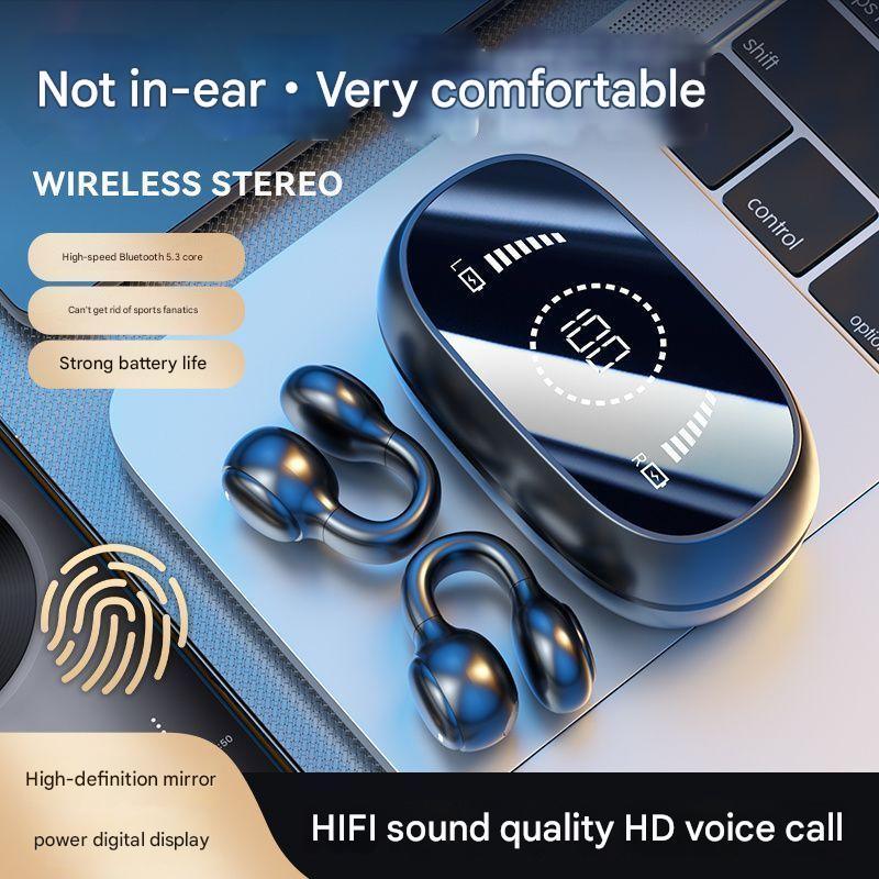 Open-Ear Conduction TWS Earbuds - Bluetooth 5.4, 9D Surround Sound, LED Display, Long Battery Life(black) 3