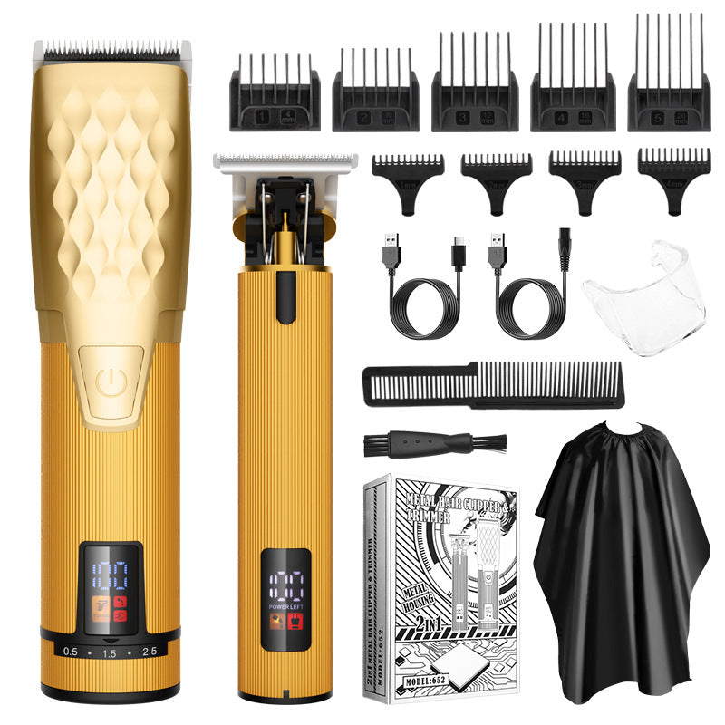 Professional 2-in-1 Cordless Hair Clipper & Trimmer Kit with LED Display & 5-Speed Fine Tuning(Gold)