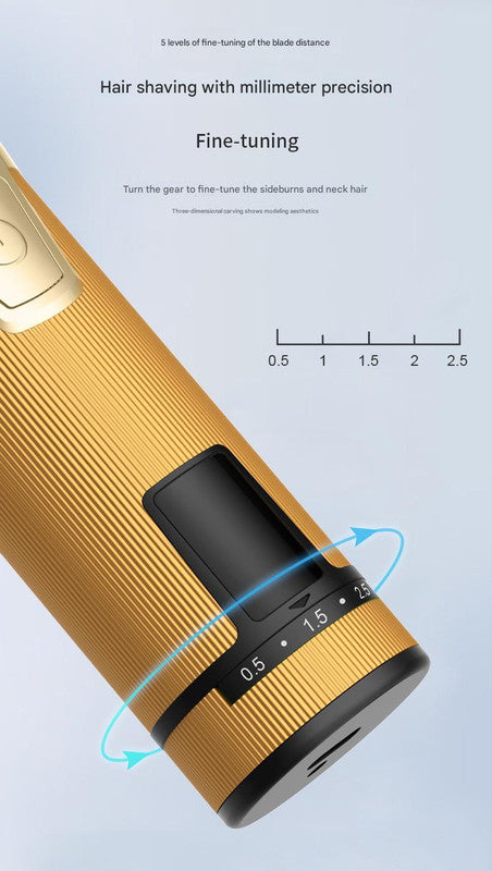 Professional 2-in-1 Cordless Hair Clipper & Trimmer Kit with LED Display & 5-Speed Fine Tuning(Gold) 6