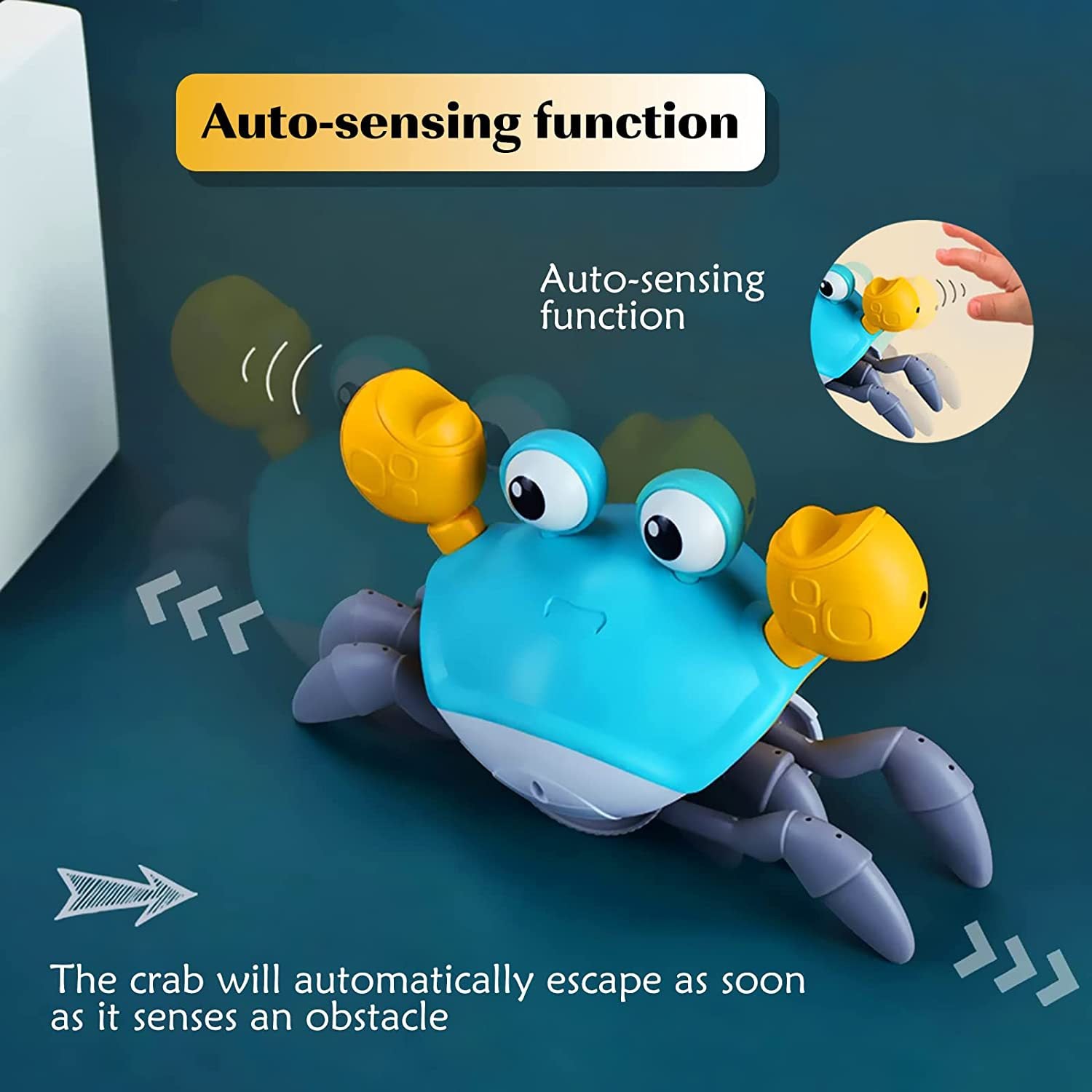 Interactive Crawling Crab Baby Toy with Music, Lights & Obstacle Avoidance(green) 4