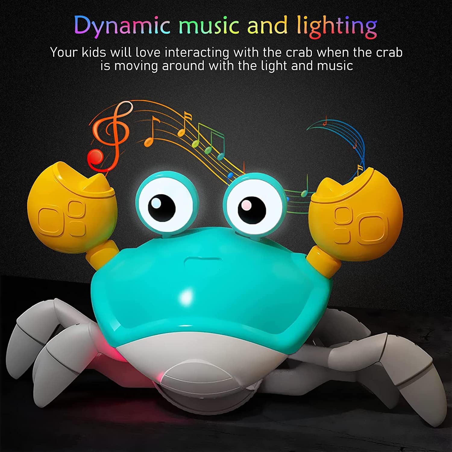 Interactive Crawling Crab Baby Toy with Music, Lights & Obstacle Avoidance(Pink) 3