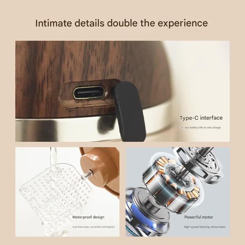 Electric Foaming Cleanser Maker - Rechargeable, Dense Foam for Deep Cleansing(Log+Light Gold) 4