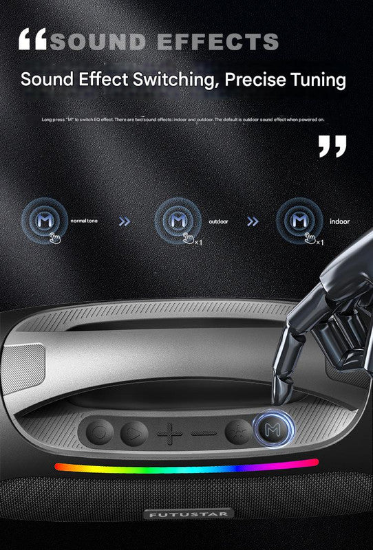 Portable Bluetooth 5.3 Speaker - 60W Powerful Sound, RGB Lights, Multiple Inputs(black) 4