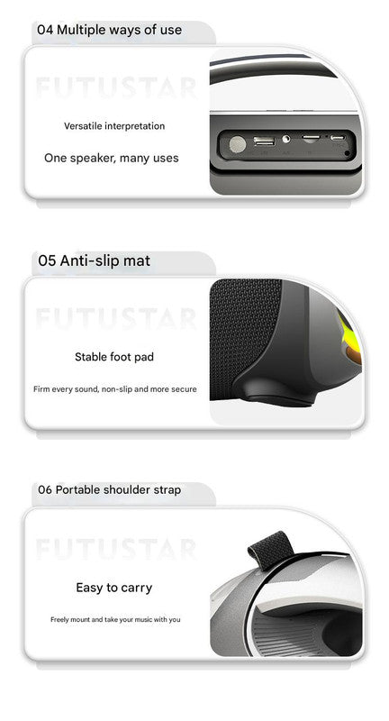 Portable Bluetooth 5.3 Speaker - 60W Powerful Sound, RGB Lights, Multiple Inputs(Red) 7
