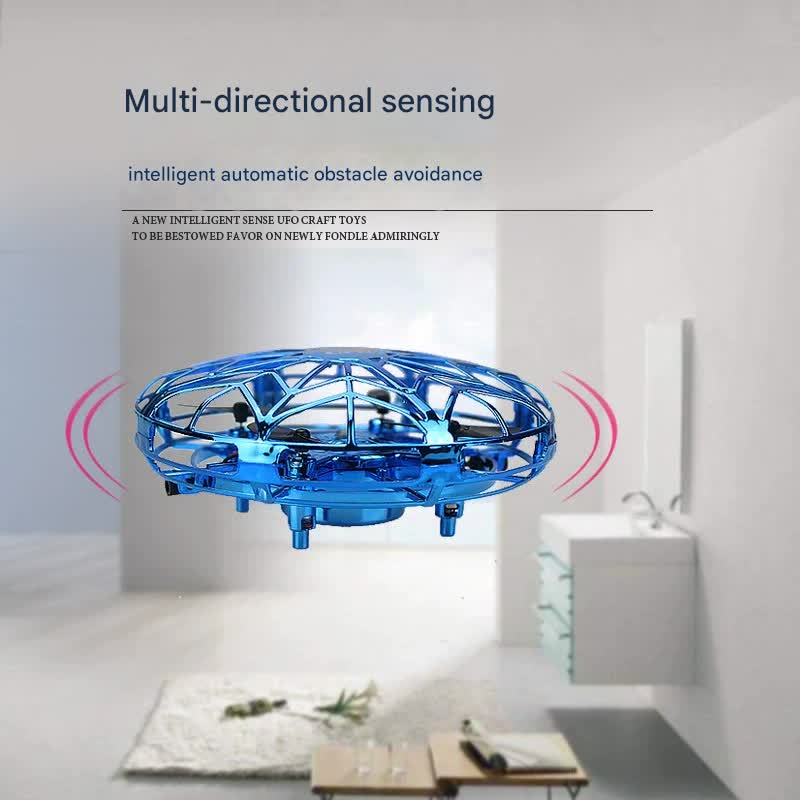 Hand-Controlled UFO Mini Drone with LED Lights & Obstacle Avoidance(blue) 3