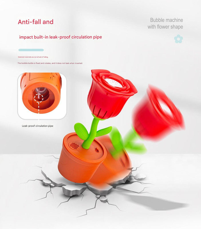 Electric Flower Bubble Machine with Music - Rechargeable, 10-Hole Output(Red) 5