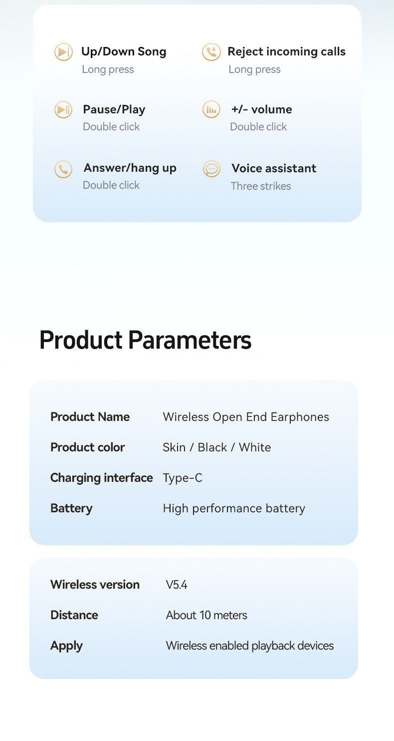 Open-Ear TWS Wireless Earbuds with HIFI Sound & LED Display - Dolby Surround(Skin color) 7