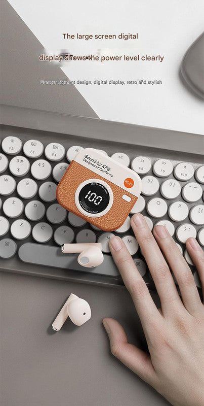 Retro Camera Style TWS Earbuds - Bluetooth 5.4, ENC, Low Latency Gaming(orange) 4