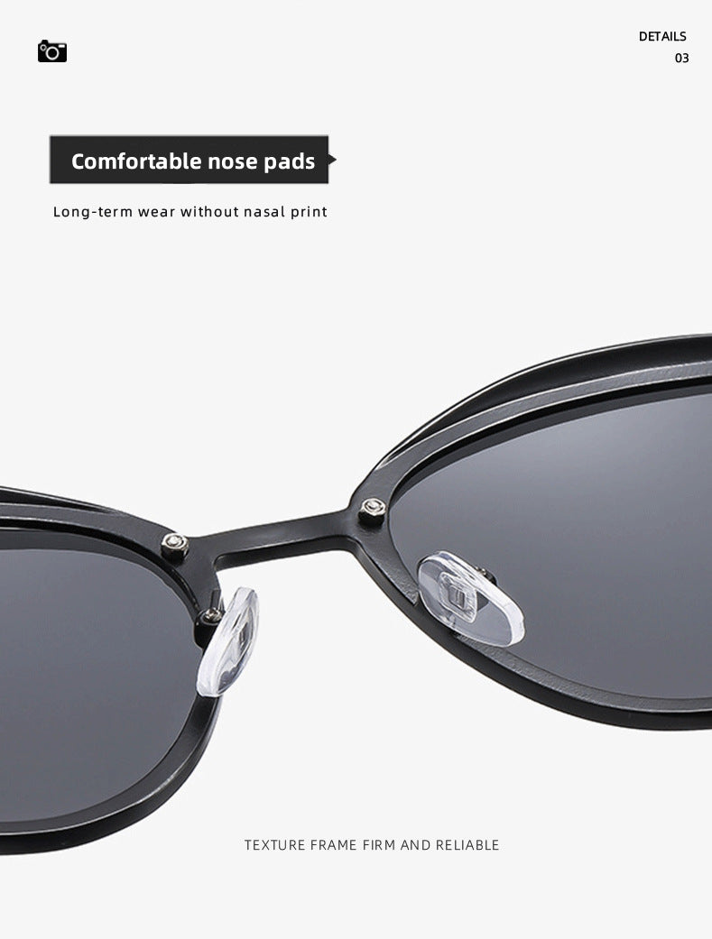 2-pcs Silver Elegant Women's Cat Eye Sunglasses - Anti-Glare, Lightweight Frame 4