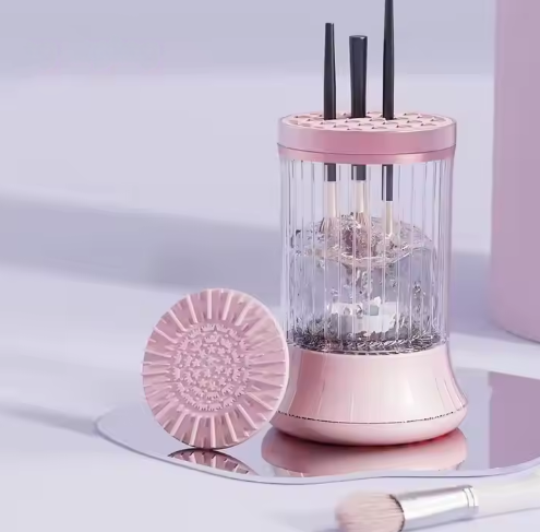 Pink Electric Makeup Brush Cleaner & Dryer Machine - Automatic Spinner Tool (Plug-in model)