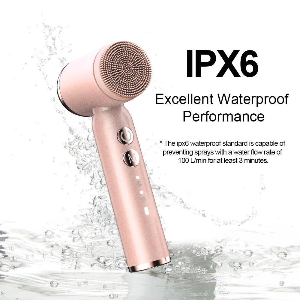 White 6-in-1 Electric Facial Cleansing Brush Set - Rechargeable & Waterproof 5