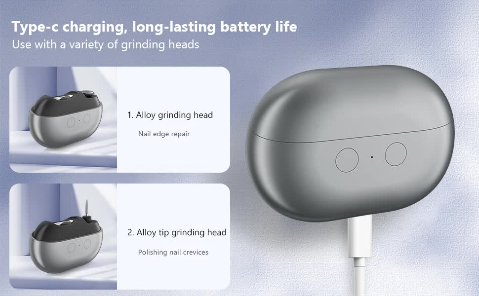 Purple Multi-Function Electric Nail File - Built-in Storage Space, LED Light, Quiet Operation 4