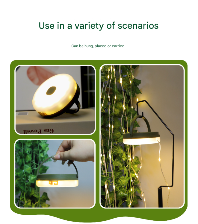 Rechargeable LED Camping Light with 10m Retractable String Light (Color lights + warm lights) 3