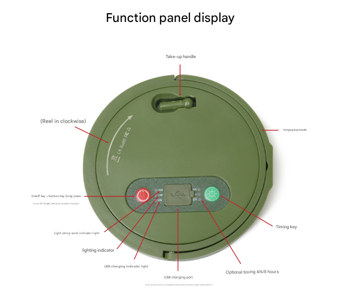 Rechargeable LED Camping Light with 10m Retractable String Light (Color lights + warm lights) 4