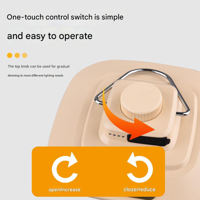 Green Vintage LED Camping Lantern - Rechargeable, Stepless Dimming, Power Bank 3