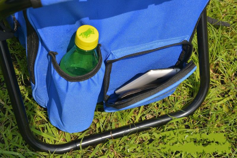 Blue Insulated Cooler Backpack Chair - Foldable Stool for Picnics & BBQ