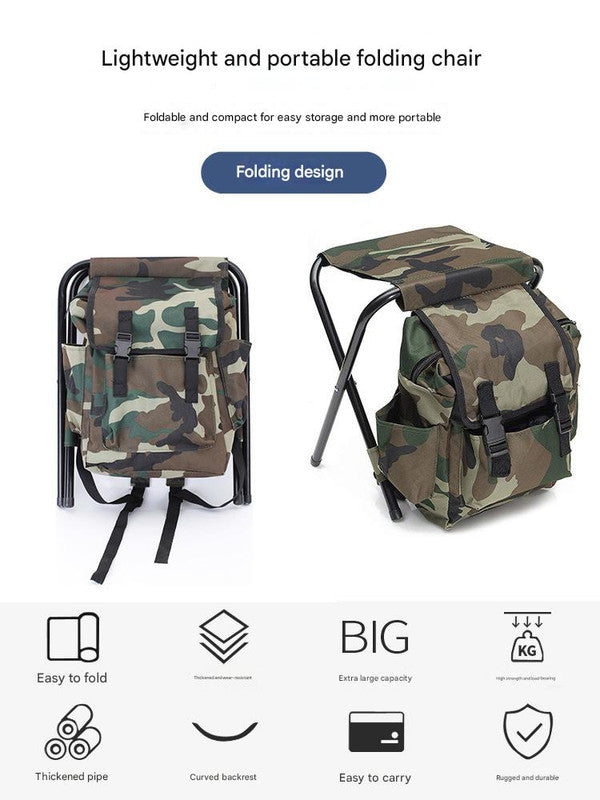 Folding Camo Backpack Stool - Portable Chair for Camping & Fishing 8