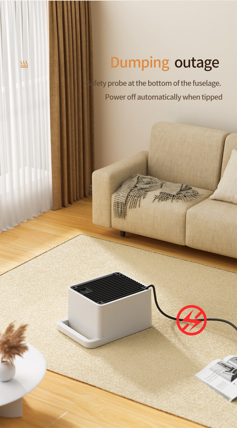 White Mini Table Heater - with tip-over and overheating protection, suitable for office and home 4