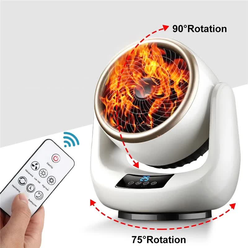 White Desktop Ceramic Heater Fan - All Season Use, Hot & Cold Modes with Remote Control 3