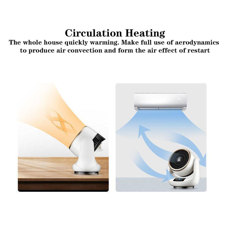 White Desktop Ceramic Heater Fan - All Season Use, Hot & Cold Modes with Remote Control 4