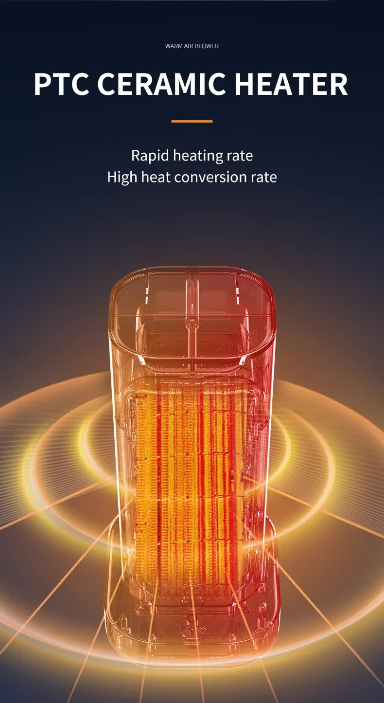 Pink Portable Electric Heater with Oscillation & Tip-Over Protection- 2 Heat Settings, Mini Tower 3