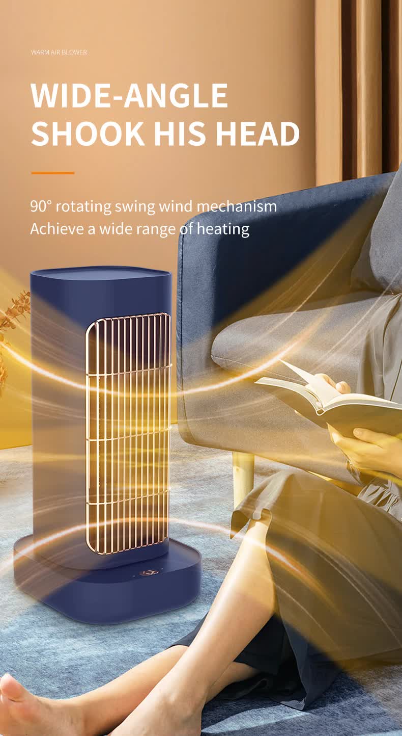 Pink Portable Electric Heater with Oscillation & Tip-Over Protection- 2 Heat Settings, Mini Tower 4