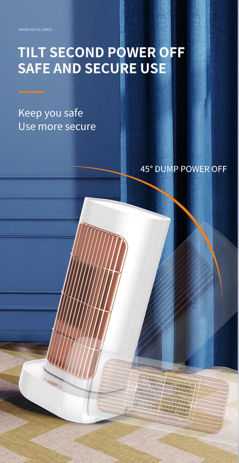 Pink Portable Electric Heater with Oscillation & Tip-Over Protection- 2 Heat Settings, Mini Tower 6