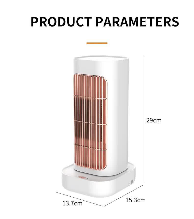 Pink Portable Electric Heater with Oscillation & Tip-Over Protection- 2 Heat Settings, Mini Tower 8
