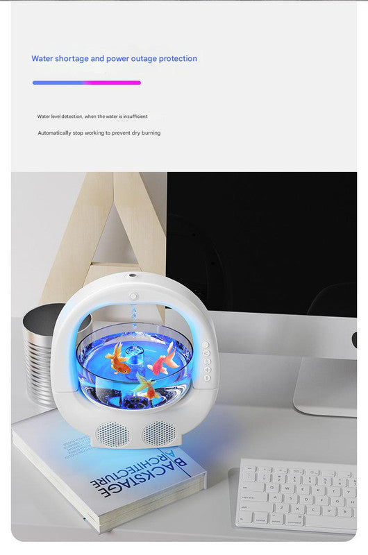 Pink 3-in-1 Anti-Gravity Water Drop Humidifier with Bluetooth Speaker & LED Fish Tank Light 8