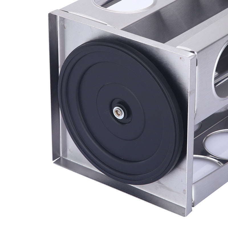 Modern stainless steel square spice revolving rack with 16 (88 ml each) empty glass jars 5