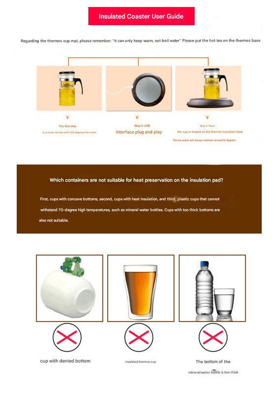 USB Cup Heater - White Porcelain Electric Beverage Heater for Desk, Office and Home 4