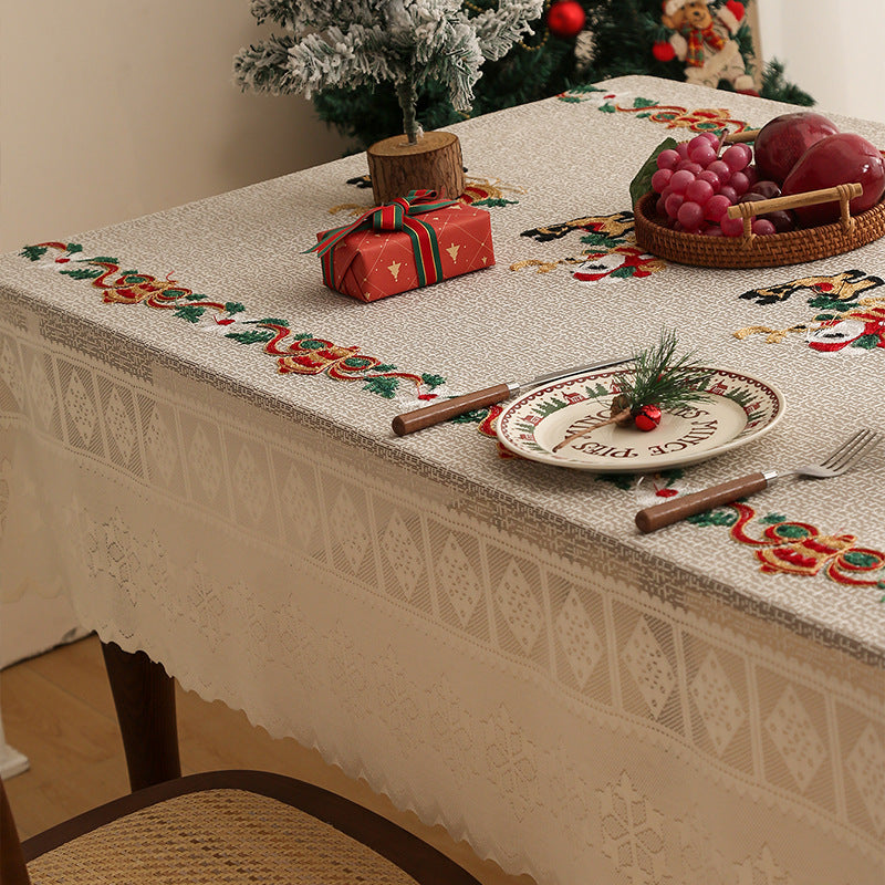 Embroidered Christmas Tablecloth - Embroidered Santa Claus, Reindeer (140*200cm) 6