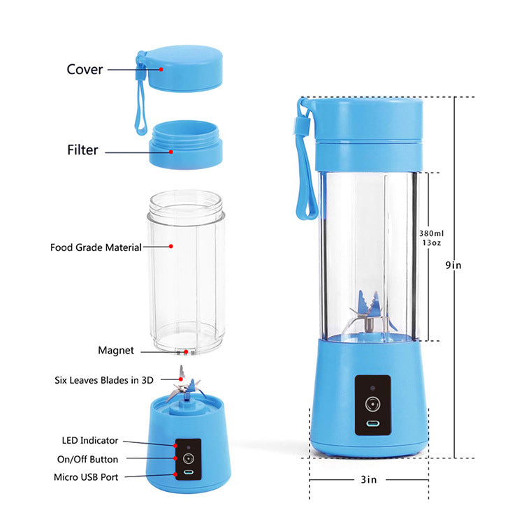 White Portable Blender USB Rechargeable - Personal Size Smoothie Maker On The Go 5