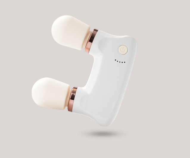 White Portable Dual Head Mini Massager - 5 Modes, Quiet Operation, USB-C Rechargeable