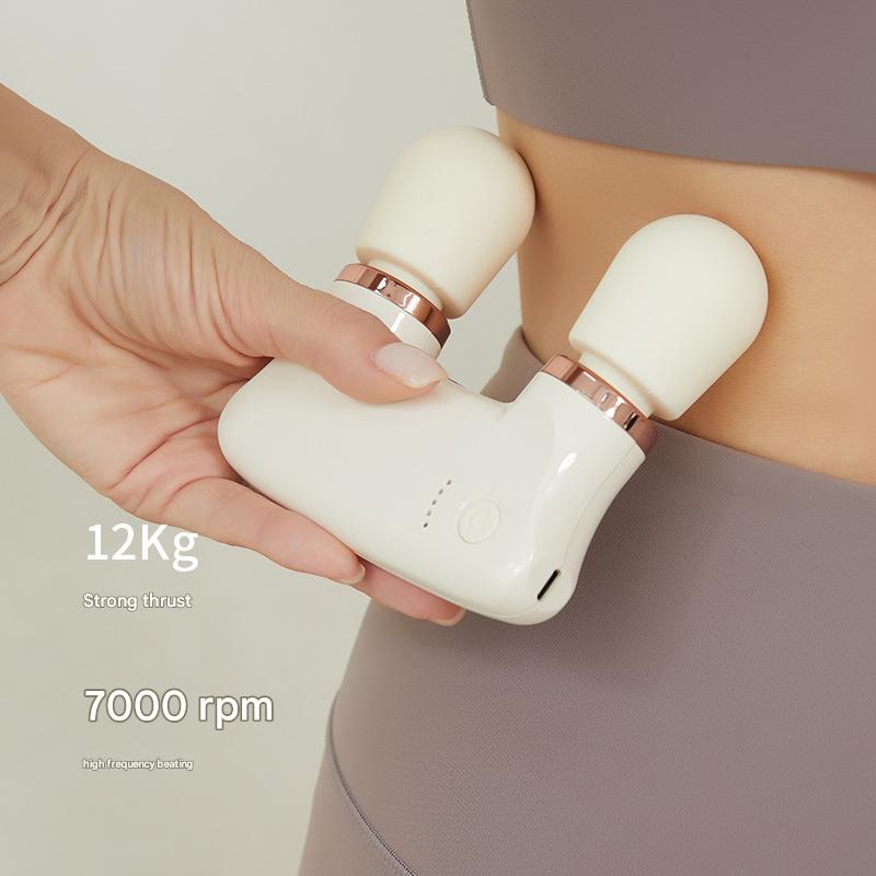 Light yellow Portable Dual Head Mini Massager - 5 Modes, Quiet Operation, USB-C Rechargeable 4