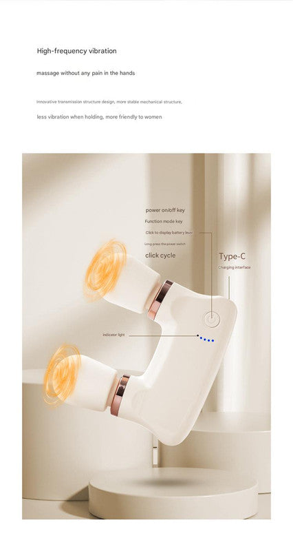 Light yellow Portable Dual Head Mini Massager - 5 Modes, Quiet Operation, USB-C Rechargeable 6