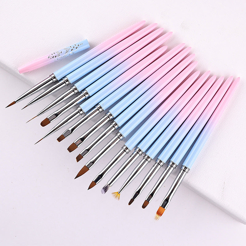 Professional Nail Art Brush Kit (15pcs) - Gradient Handles Manicure Tools 5