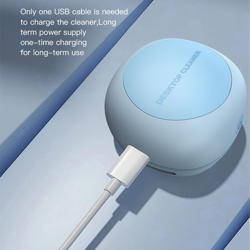 Blue Cordless Tabletop Crumb Sweeper - USB Rechargeable Mini Vacuum for Desk 4