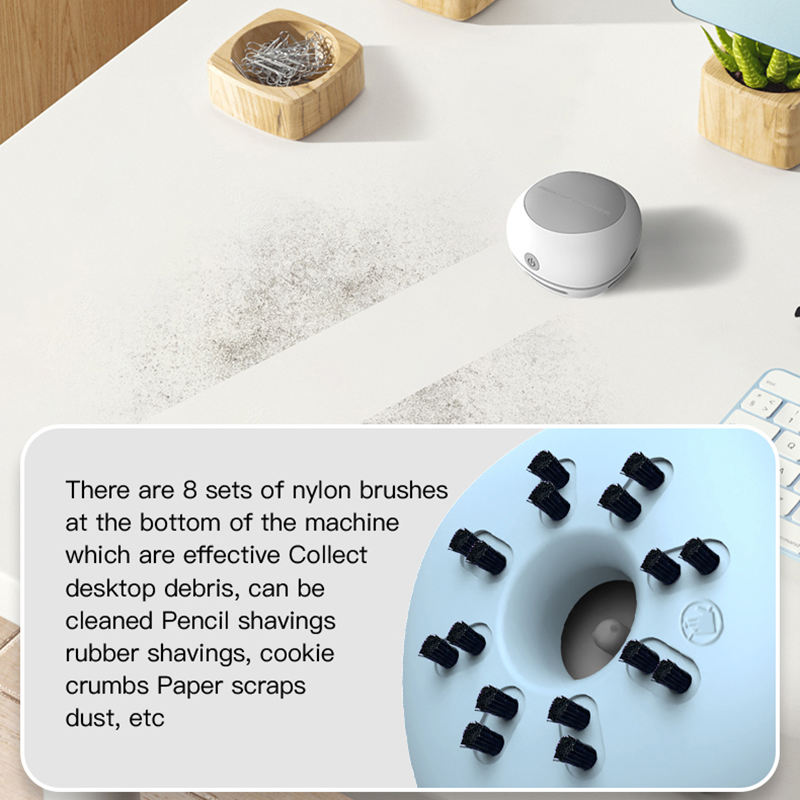 White Cordless Tabletop Crumb Sweeper - USB Rechargeable Mini Vacuum for Desk 3