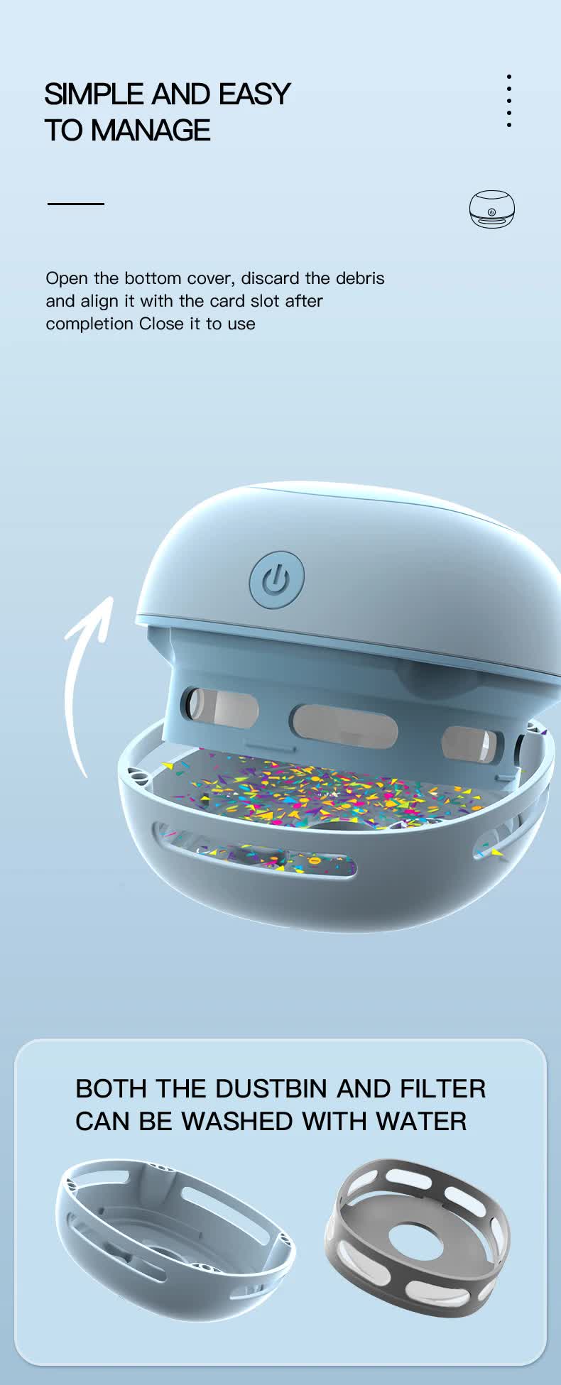 White Cordless Tabletop Crumb Sweeper - USB Rechargeable Mini Vacuum for Desk 6