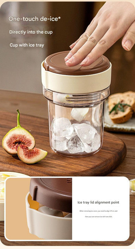2-in-1 Ice Cube Maker Tumbler - Portable Cup with Integrated Silicone Ice Tray & Lid (1 cup + 3 ice tray) 5