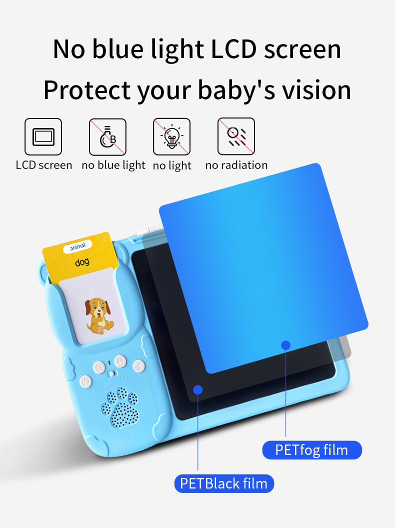 Blue (112 cards, pure English) Kids Interactive Early Education Toy: Combination Card Reader & LCD Drawing Board for Toddlers 7