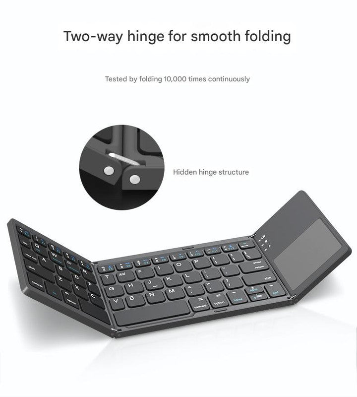Black Tri-Fold Bluetooth Keyboard with Touchpad - Multi-Device Compatible (iOS/Android/Win) 6
