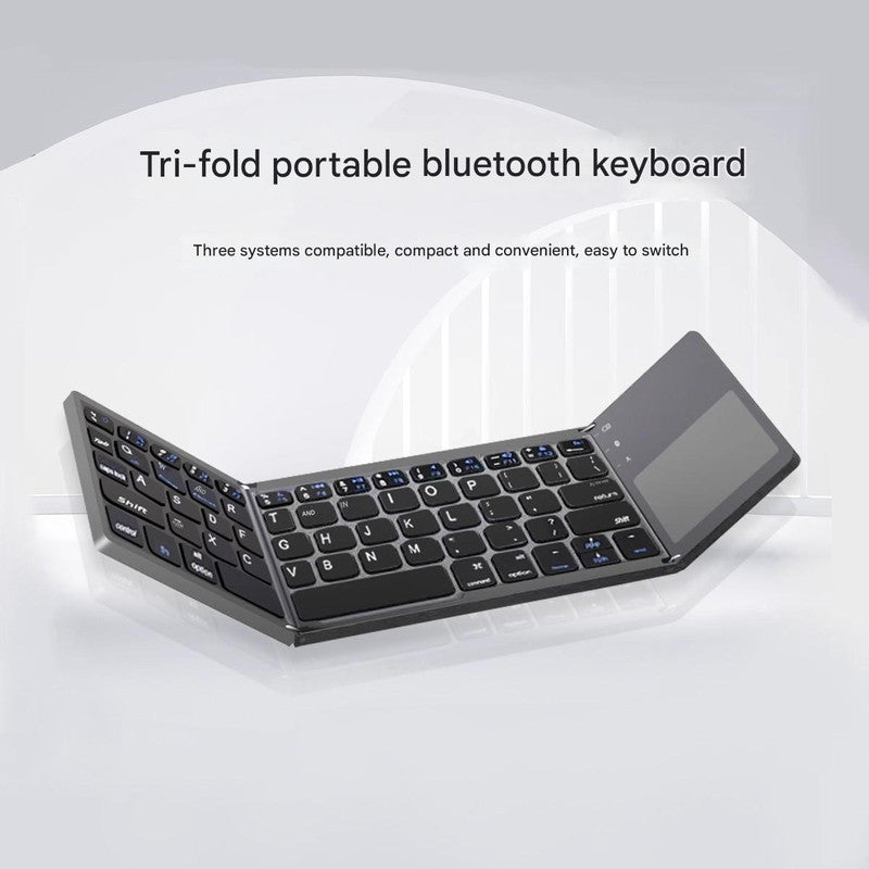 Black Tri-Fold Bluetooth Keyboard with Touchpad - Multi-Device Compatible (iOS/Android/Win) 7