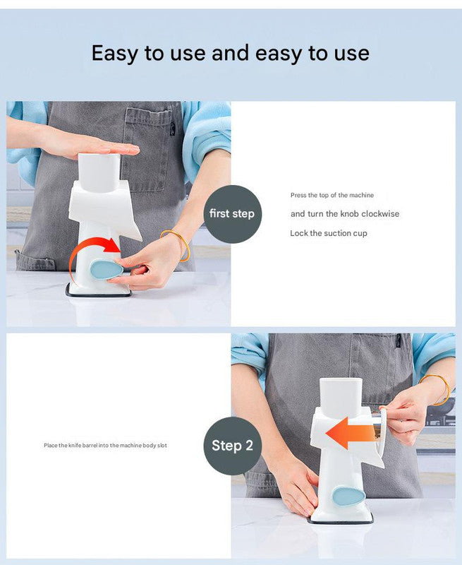 Red Rotary Cheese Grater & Vegetable Slicer - Manual Shredder with 3 Interchangeable Drums 6