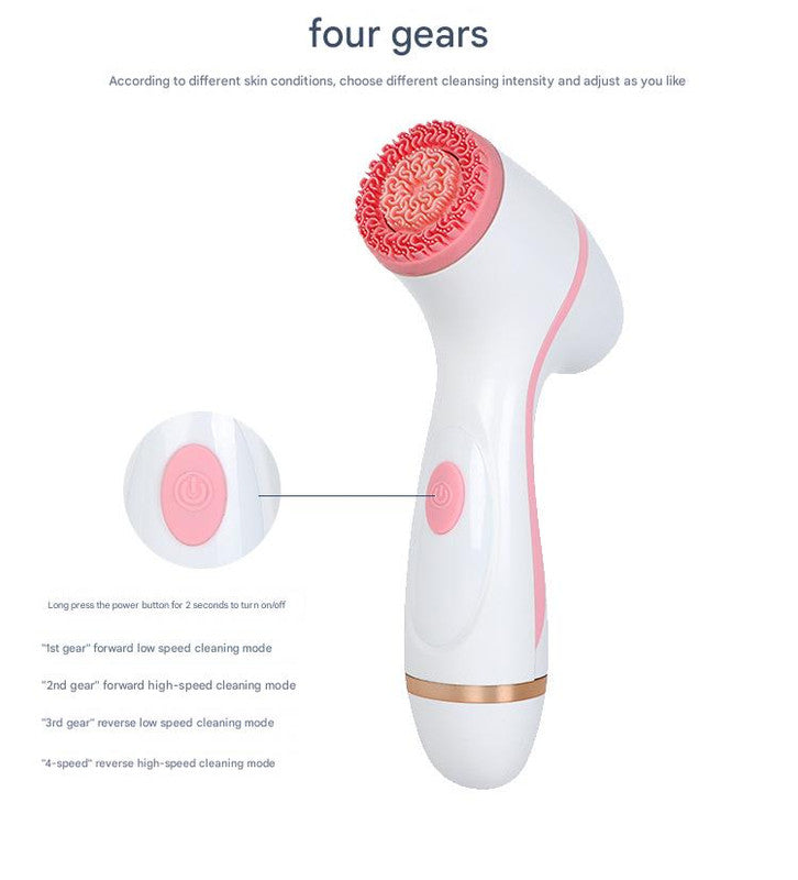 Blue Waterproof Facial Cleansing Spin Brush Set - Rechargeable with 3 Heads & Charging Stand 5
