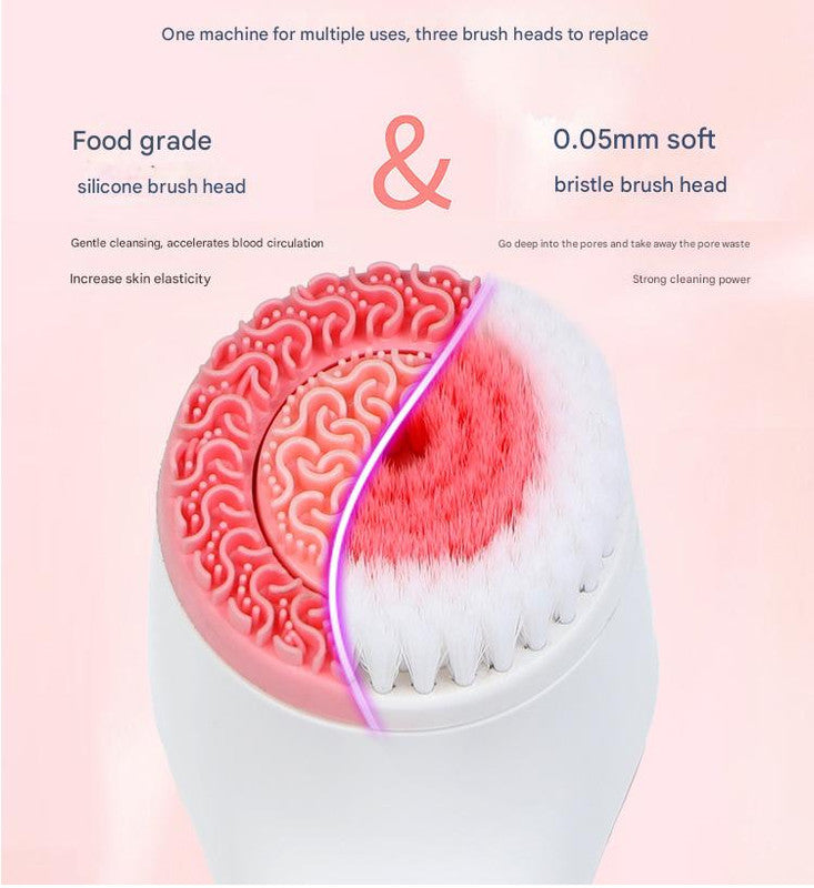 Blue Waterproof Facial Cleansing Spin Brush Set - Rechargeable with 3 Heads & Charging Stand 6